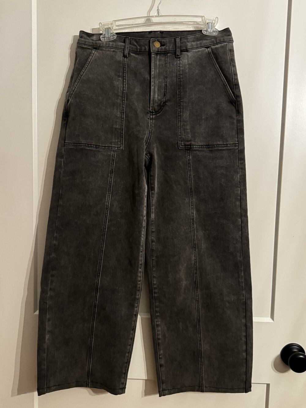 Miou Muse Jeans Black Wide Leg Denim Pants Sz L